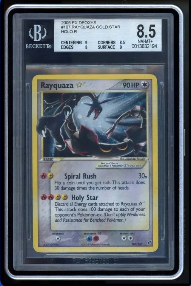 2005 POKEMON EX DEOXYS #107/107 RAYQUAZA GOLD STAR HOLO BGS 8.5