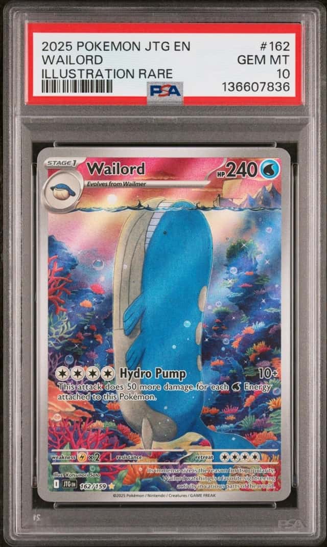 2025 POKEMON JTG EN-JOURNEY TOGETHER ILLUSTRATION RARE #162 WAILORD PSA 10