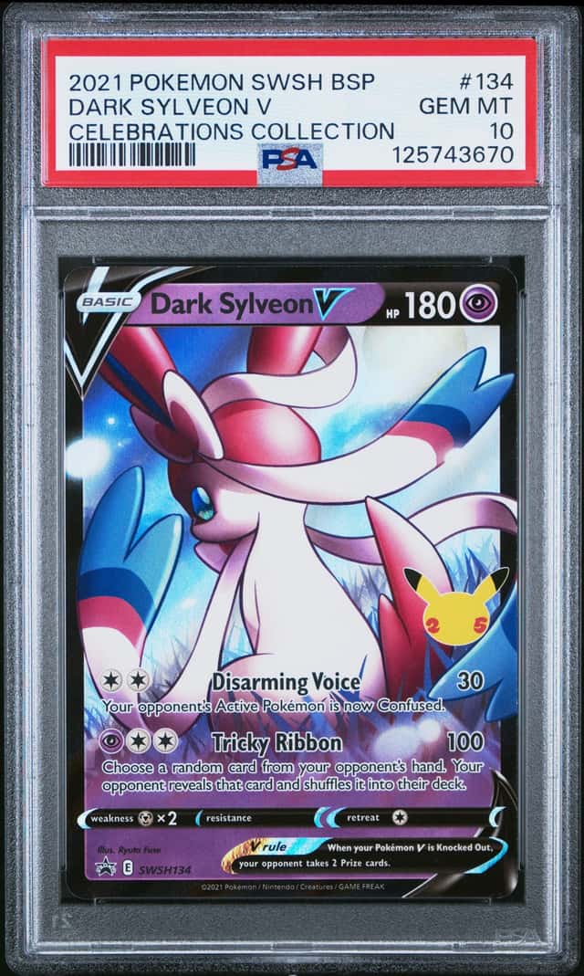 2021 POKEMON SWSH BLACK STAR PROMO CELEBRATIONS COLLECTION DARK SYLVEON V PSA 10