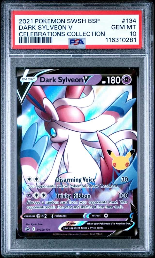 2021 POKEMON SWSH BLACK STAR PROMO CELEBRATIONS COLLECTION DARK SYLVEON V PSA 10