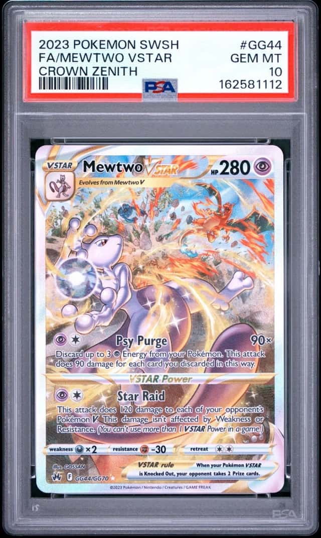 2023 POKEMON SWORD & SHIELD CROWN ZENITH #GG44 FULL ART/MEWTWO VSTAR PSA 10