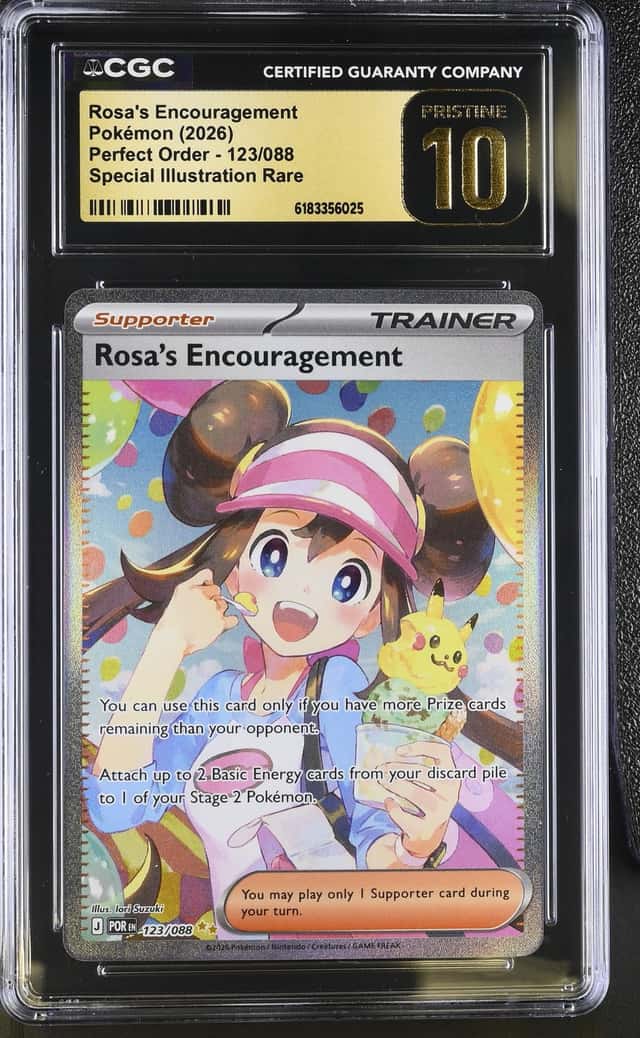 ROSA'S ENCOURAGEMENT 2026 POKEMON PERFECT ORDER SIR #123 CGC 10 PRISTINE Q7285