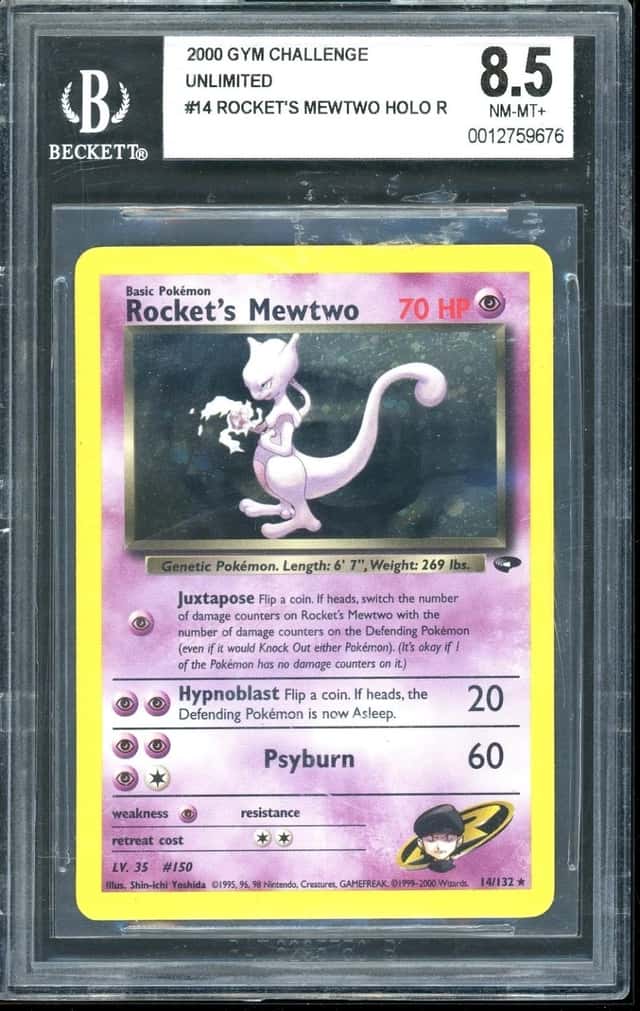 2000 Pokemon Rocket's Mewtwo HOLO R Gym Challenge Unlimited BGS 8.5