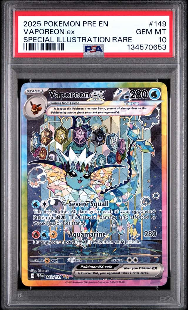 2025 Pokemon PRE EN Special Illustration Rare #149 Vaporeon ex PSA 10 GEM MINT