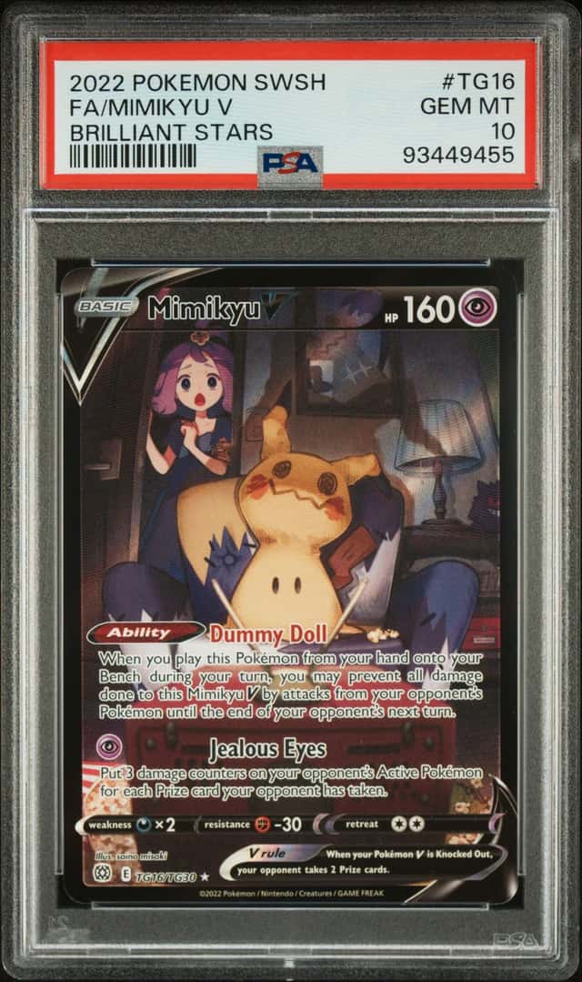 2022 Pokemon SWSH Brilliant Stars Mimikyu V Trainer Gallery #TG16/TG30 PSA 10