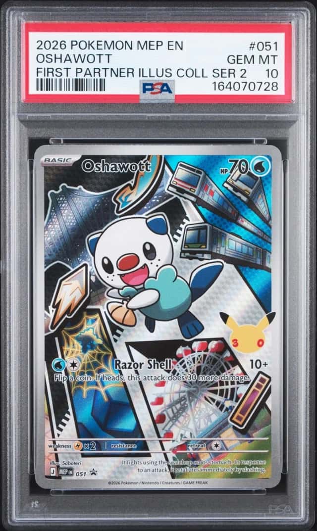 2026 POKEMON MEP FIRST PARTNER ILLUSTRATION COLLECTION #051 OSHAWOTT PSA 10