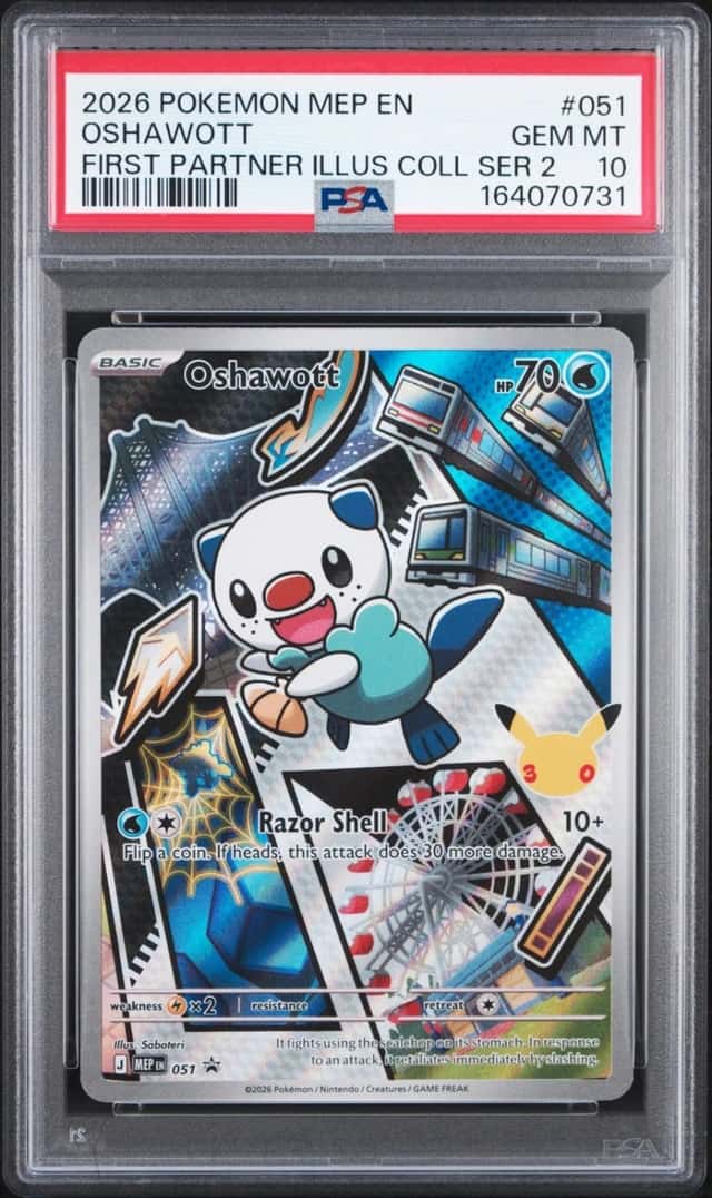 2026 POKEMON MEP FIRST PARTNER ILLUSTRATION COLLECTION #051 OSHAWOTT PSA 10