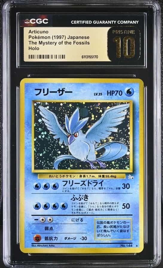  Pokémon Articuno 1997 JP The Mystery of the Fossils Holo # 144 CGC PRISTINE 10