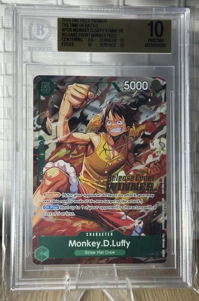 2026 One Piece TCG Monkey D Luffy OP16 Release WINNER P-135 BGS 10