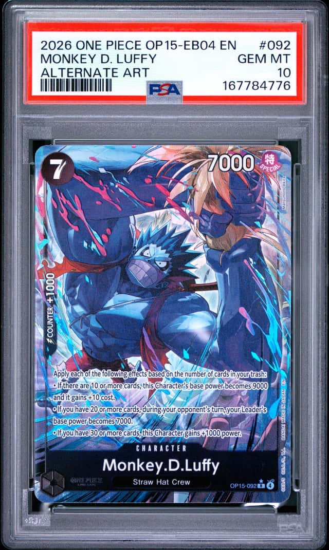 2026 ONE PIECE OP15-EB04-ADVENTURE ON KAMI'S ISLAND #092 MONKEY D. LUFFY PSA 10