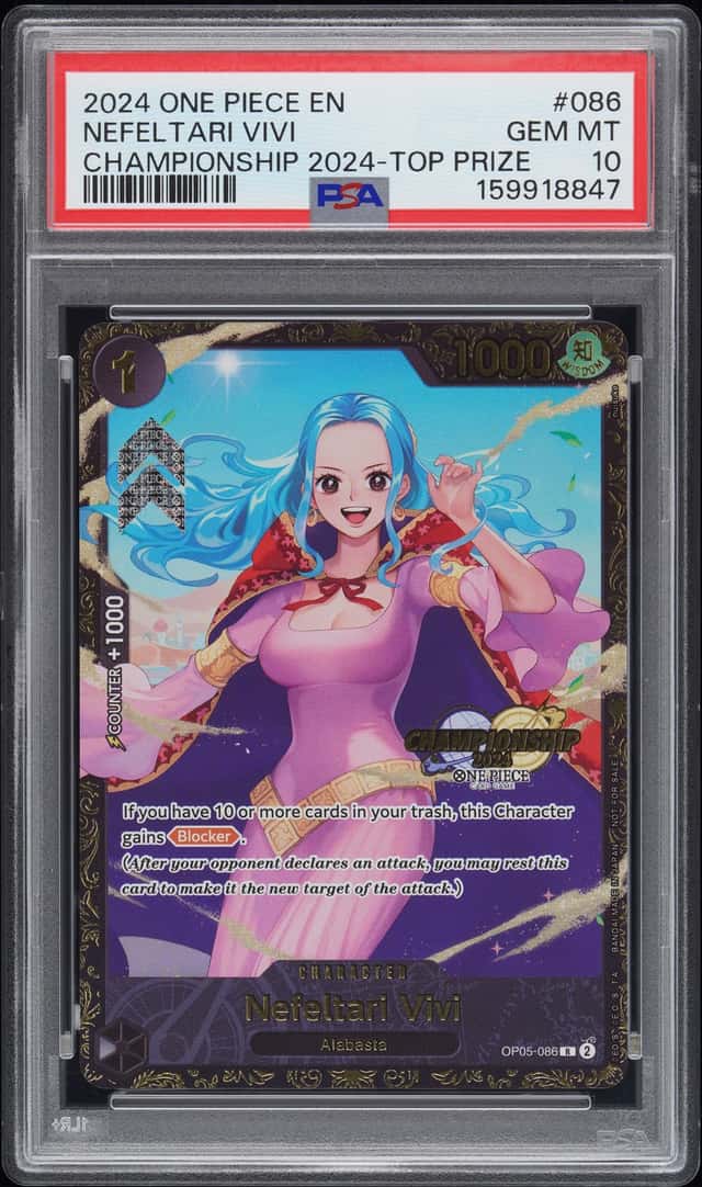 2024 One Piece EN Championship Top Prize #086 Nefeltari Vivi PSA 10 GEM MINT