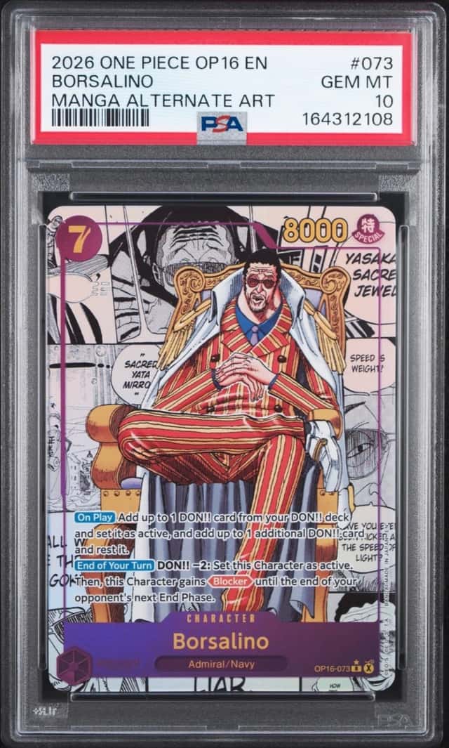 2026 ONE PIECE OP16-THE TIME OF BATTLE MANGA ALTERNATE ART #073 BORSALINO PSA 10