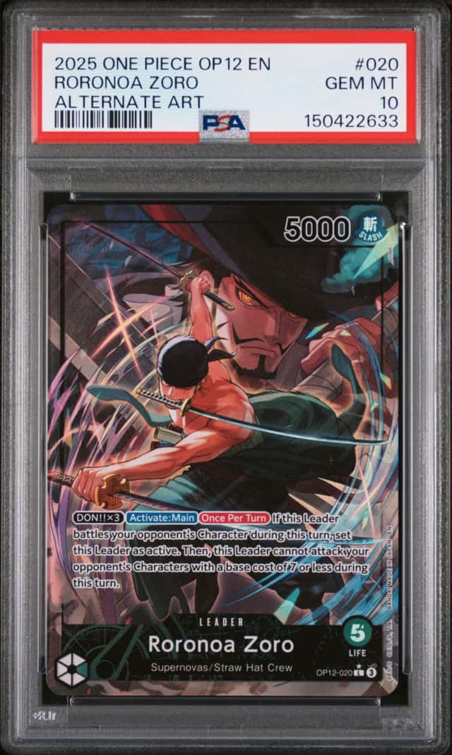 Namco One Piece CCG Roronoa Zoro OP12-020 Alt Art Foil EN 2025 PSA 10