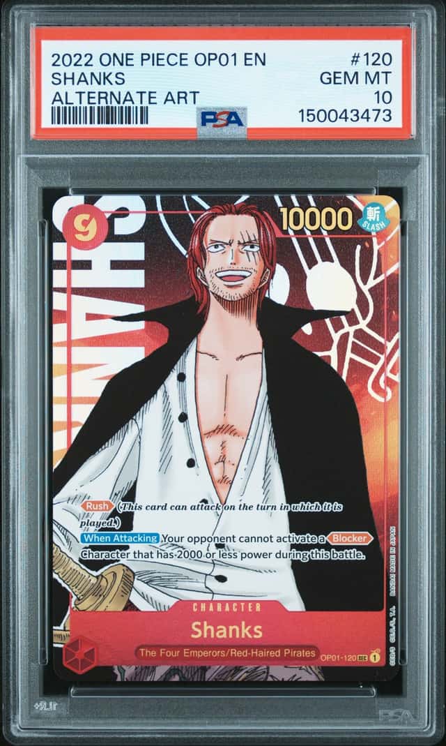 2022 ONE PIECE OP01-ROMANCE DAWN ALTERNATE ART #120 SHANKS PSA 10