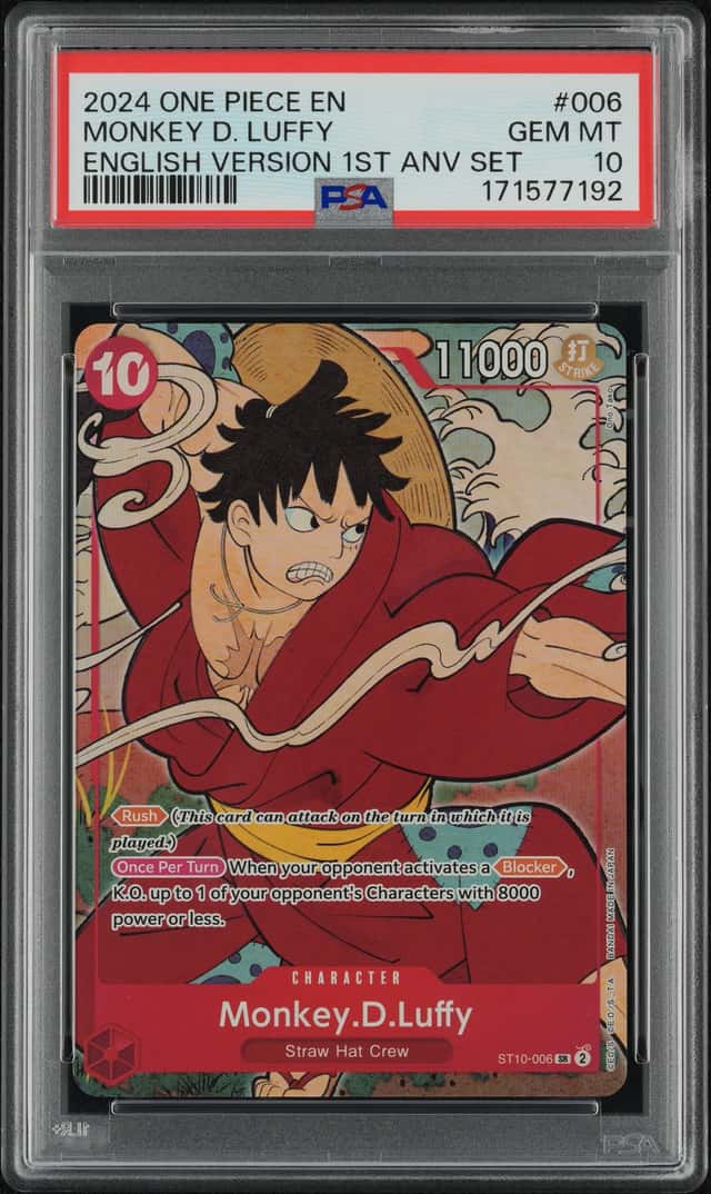 2024 One Piece Monkey D. Luffy English Version 1st Anniversary #ST10-006 PSA 10