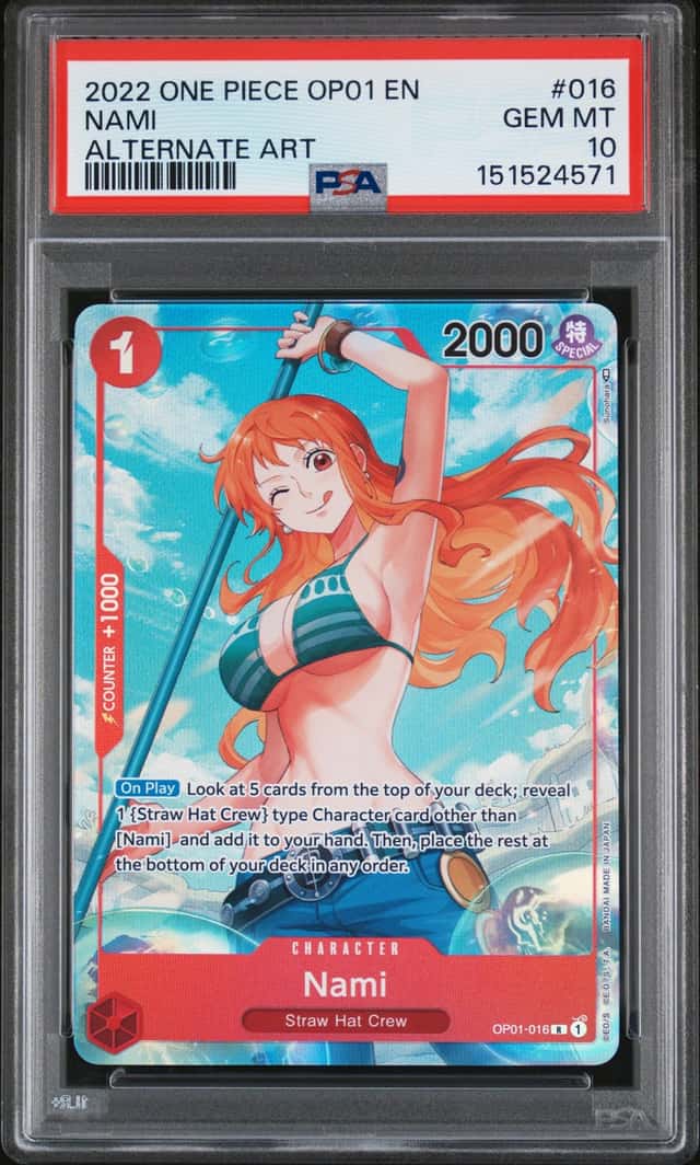 ONE PIECE NAMI 2022 OP01-ROMANCE DAWN #016 ALTERNATE ART PSA 10
