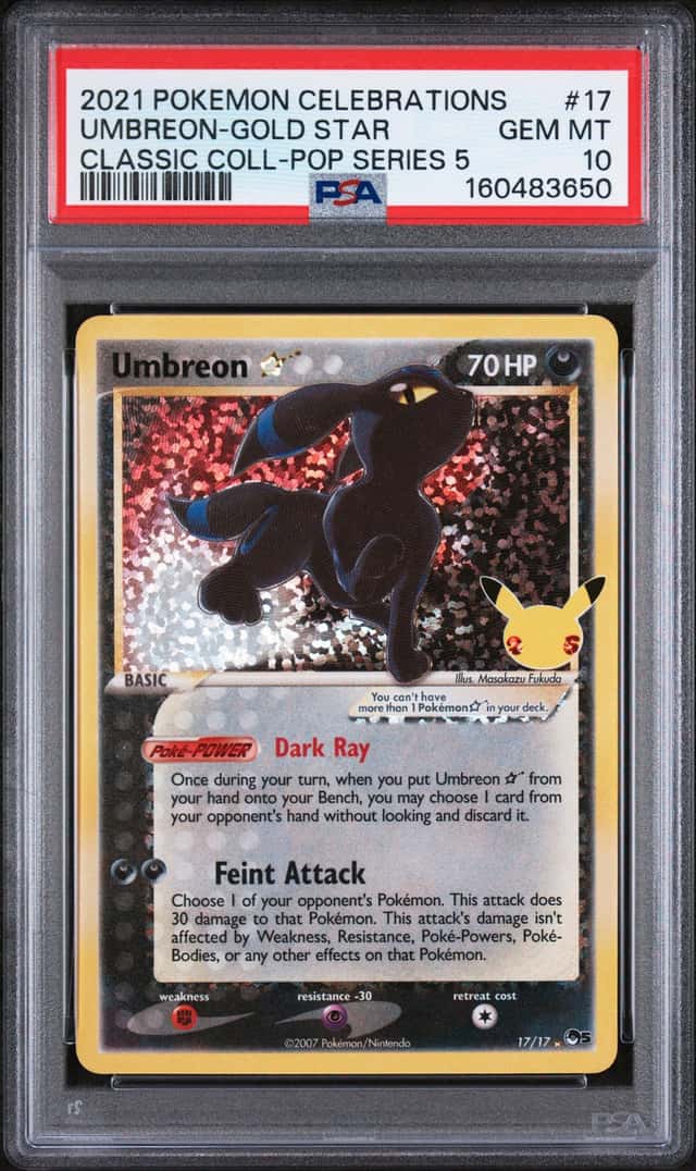 2021 Pokemon Celebrations Classic Coll Pop Series 5 #17 Umbreon Gold Star PSA 10