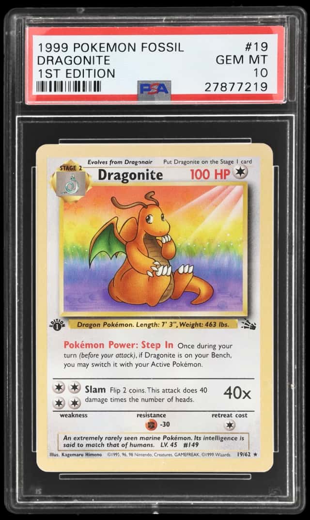 1999 Pokemon Fossil 1st Edition Dragonite #19