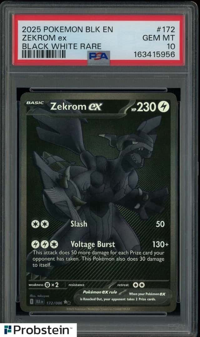 2025 Pokemon BLK En Black White Rare #172 Zekrom Ex PSA 10 GEM MINT