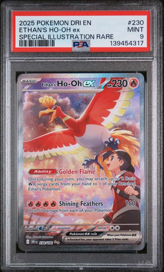 2025 POKEMON DRI EN #230/182 ETHAN'S HO-OH EX SPECIAL ILLUSTRATION RARE PSA 9