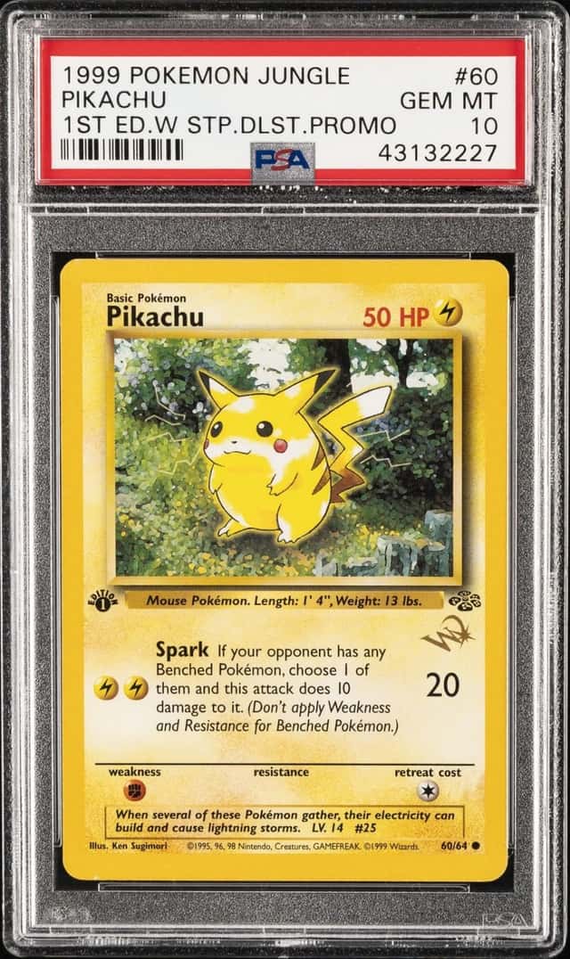 1999 POKEMON JUNGLE 1ST EDITION W STAMP DUELIST PROMO #60 PIKACHU PSA 10