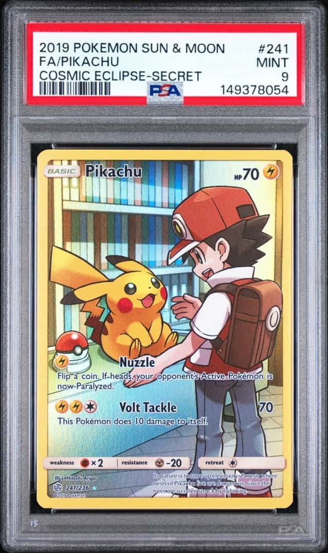 2019 POKEMON SUN & MOON COSMIC ECLIPSE SECRET #241 FULL ART/PIKACHU PSA 9