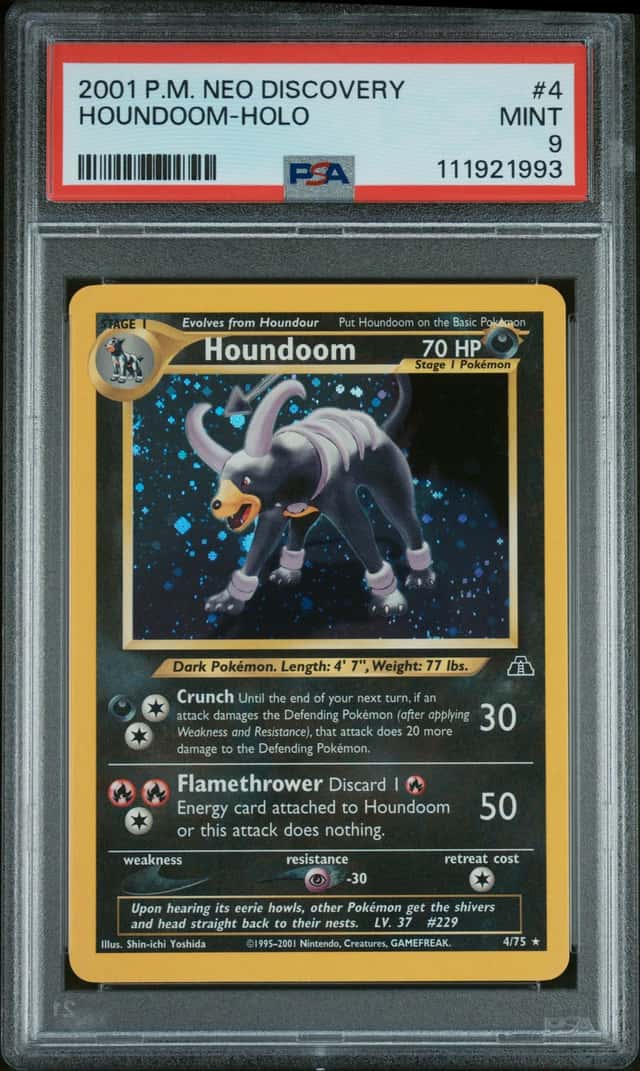 Pokemon 2001 Houndoom 4/75 Holo Neo Discovery PSA 9