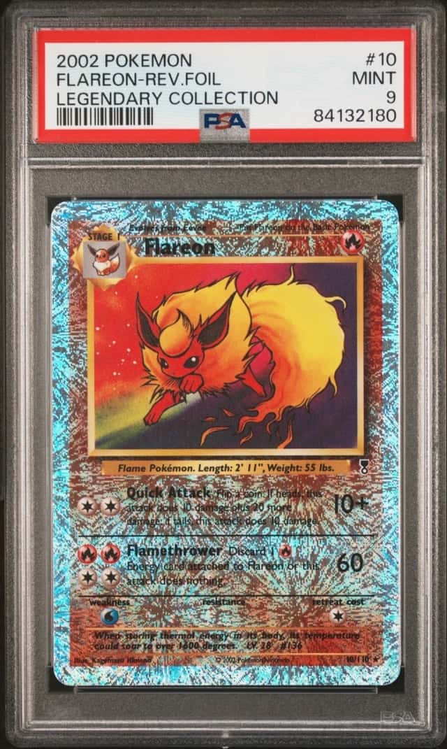POKEMON FLAREON-REV.FOIL 2002 LEGENDARY COLLECTION #10 PSA 9