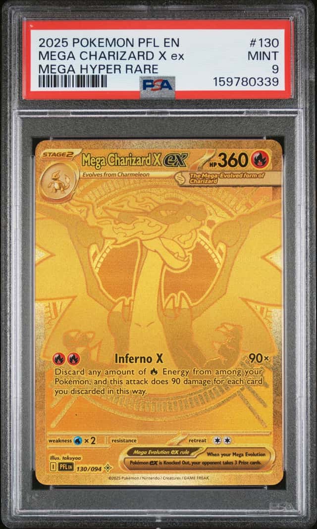 2025 POKEMON PFL EN-PHANTASMAL FLAMES MEGA HYPER RARE MEGA CHARIZARD X EX PSA 9