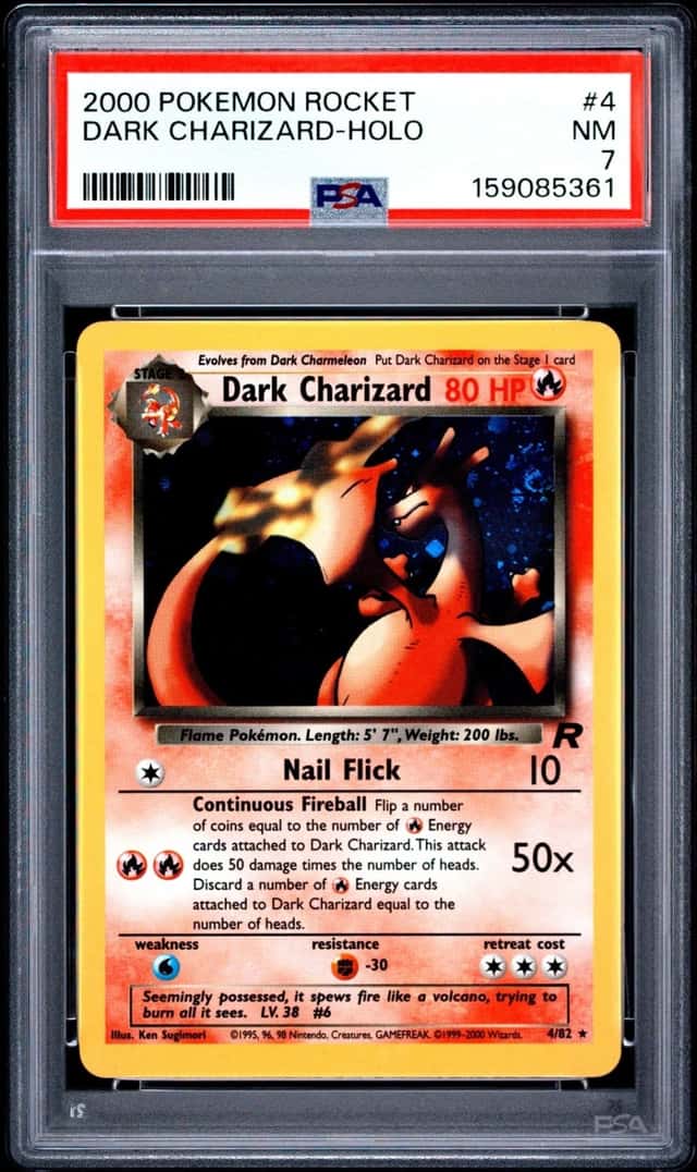 2000 POKEMON ROCKET #4 DARK CHARIZARD-HOLO PSA 7
