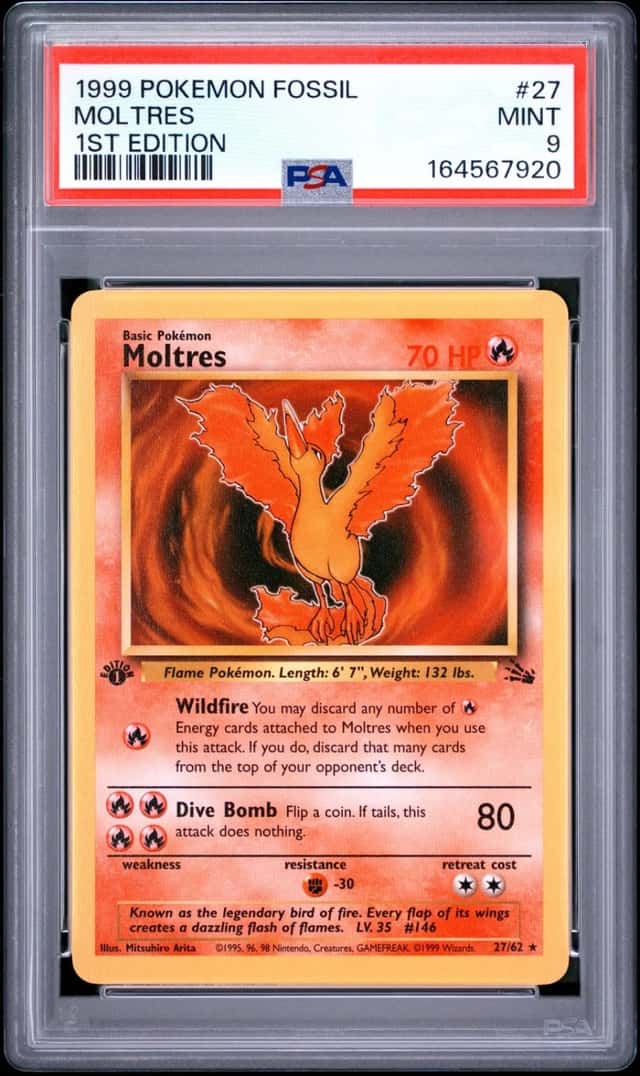 1999 POKEMON FOSSIL 1ST EDITION #27 MOLTRES PSA 9
