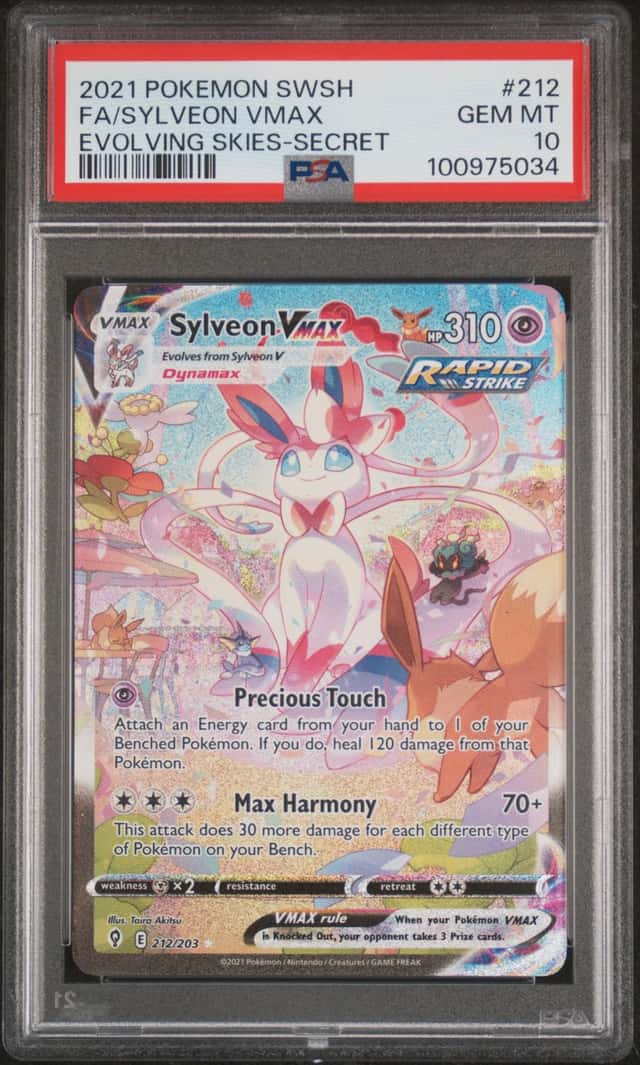 Pokemon Sylveon VMAX 212/203 Evolving Skies Secret Rare Full Art Holo PSA 10