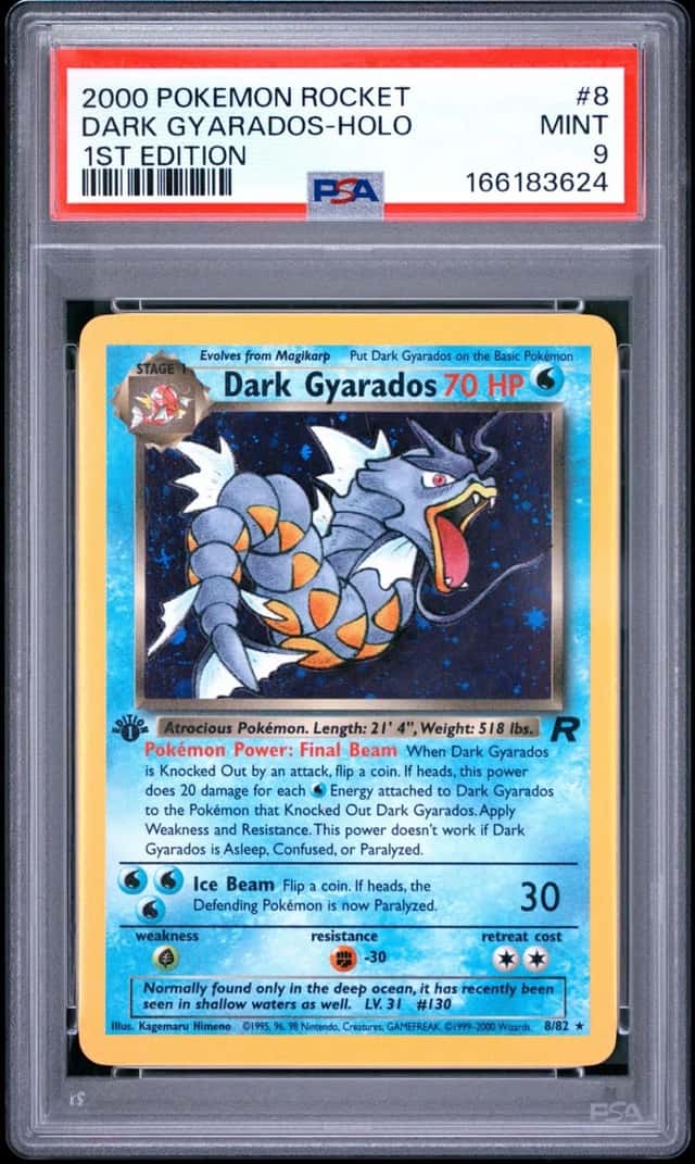 2000 POKEMON ROCKET 1ST EDITION #8 DARK GYARADOS-HOLO PSA 9