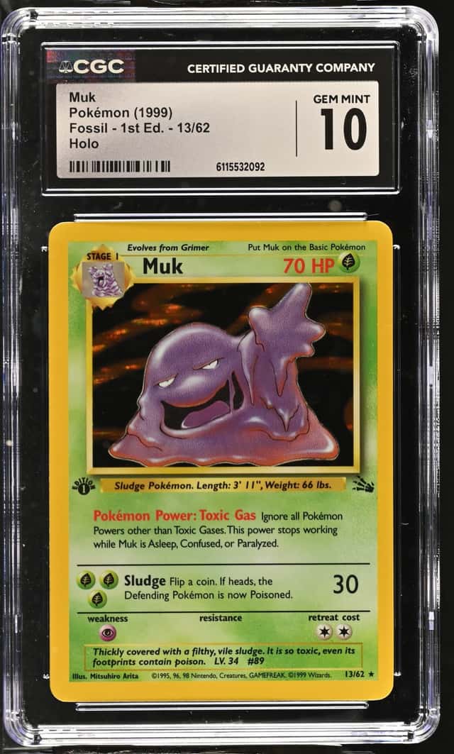 1999 Pokemon Fossil 1st Edition #13/62 Muk Holo CGC 10 GEM MINT