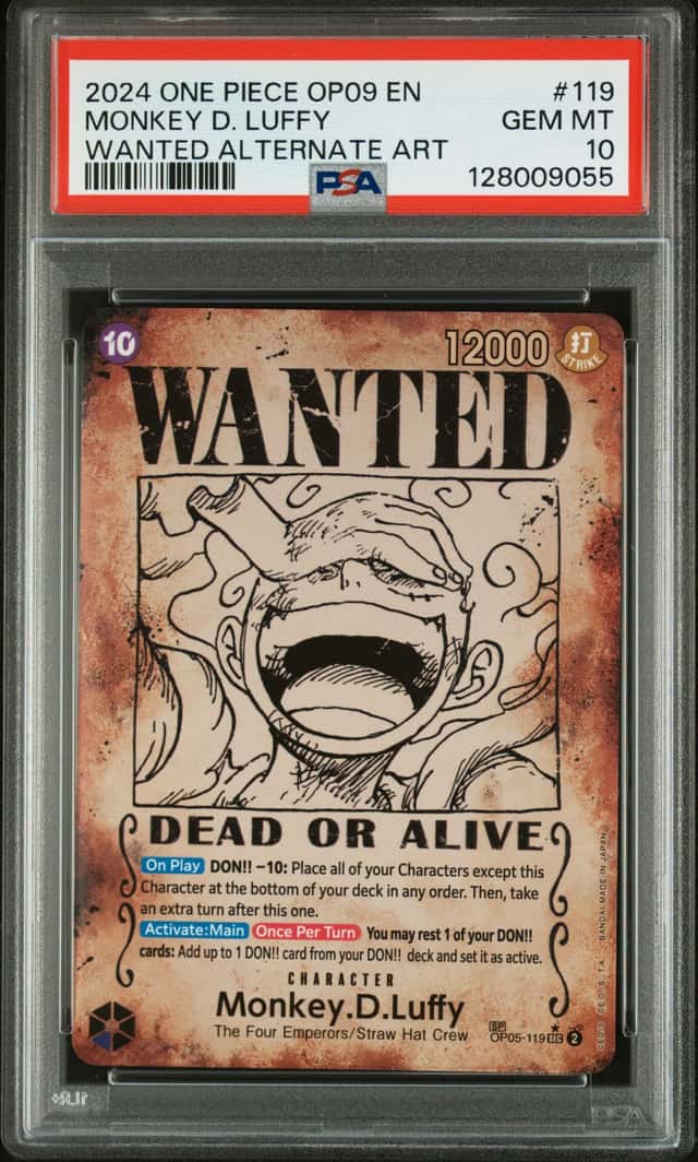 2024 One Piece OP09 English Monkey D. Luffy Wanted Alternate Art #119 PSA 10