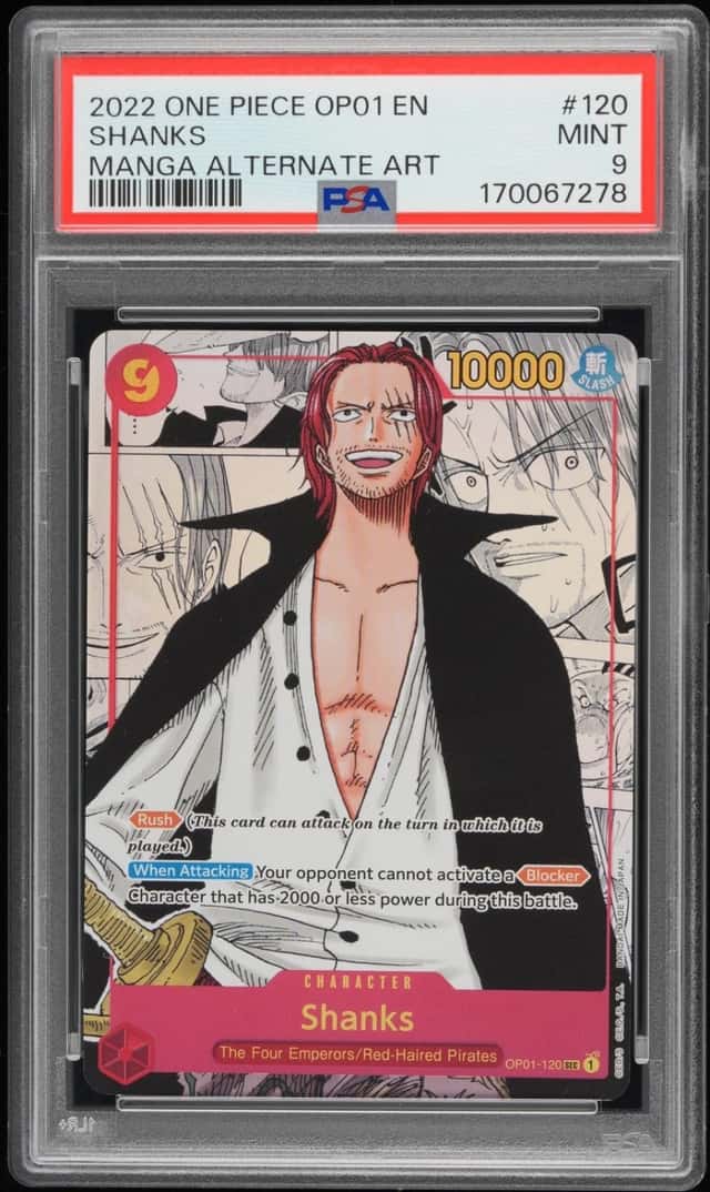2022 ONE PIECE OP01-ROMANCE DAWN MANGA ALTERNATE ART #120 SHANKS PSA 9