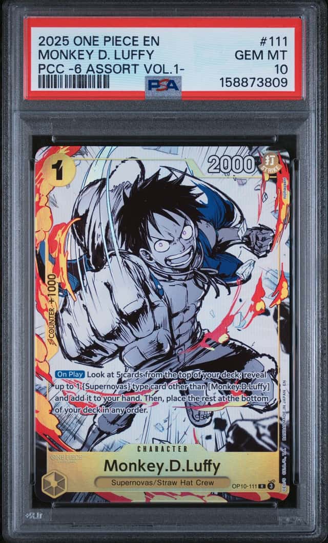 2025 ONE PIECE PREMIUM CARD COLLECTION -6 ASSORT VOL.1- MONKEY D. LUFFY PSA 10