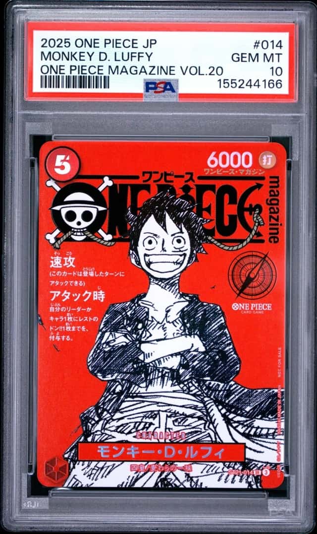 2025 ONE PIECE JAPANESE PROMOS ONE PIECE MAGAZINE VOL.20 MONKEY D. LUFFY PSA 10