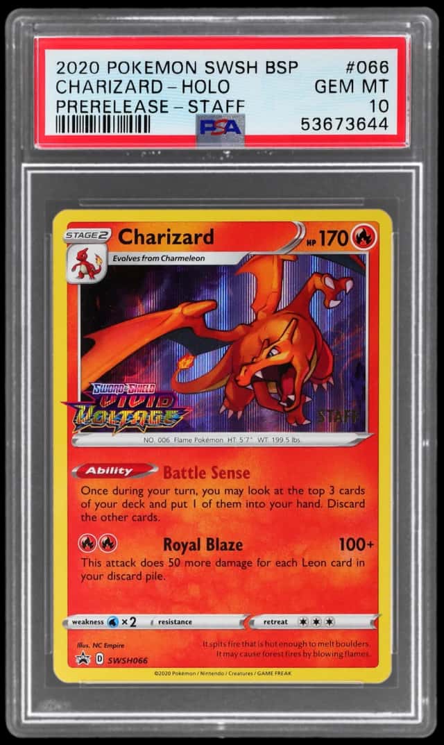 2020 Pokemon Sword and Shield Black Star Promo Prerelease Staff Holo Charizard #066
