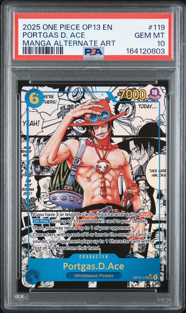2025 One Piece Carrying On His Will Manga Alternate Art Portgas D. Ace #OP13-119