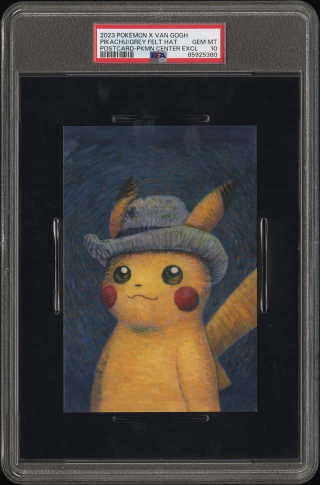 2023 Pokemon X Van Gogh Postcard Pokemon Center Exclusive Pikachu With Grey Felt Hat