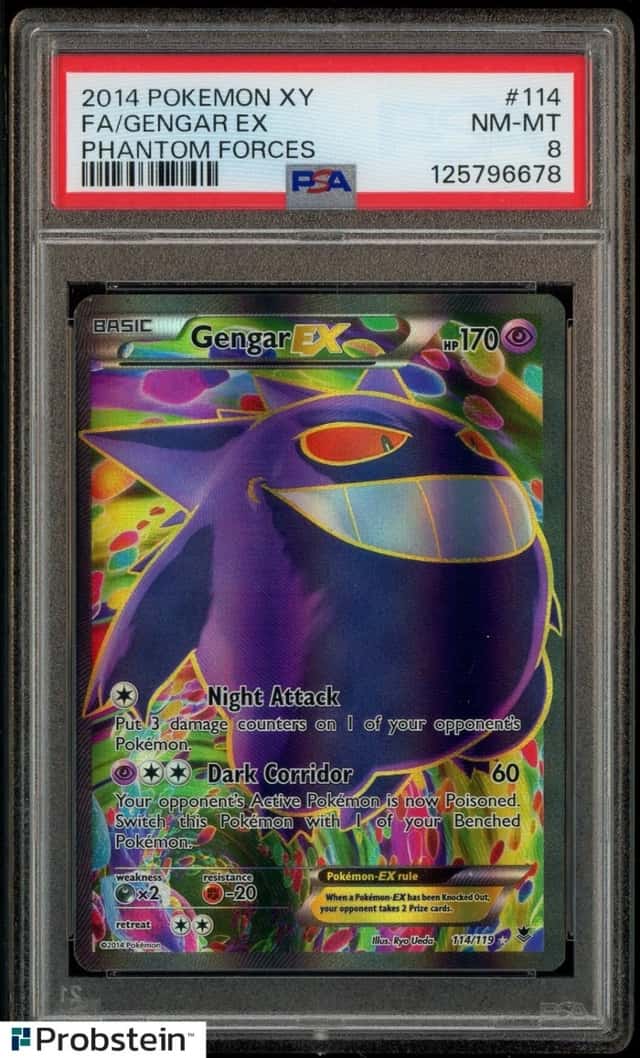 2014 Pokemon XY Phantom Forces English #114 Full Art Gengar EX PSA 8 NM-MT