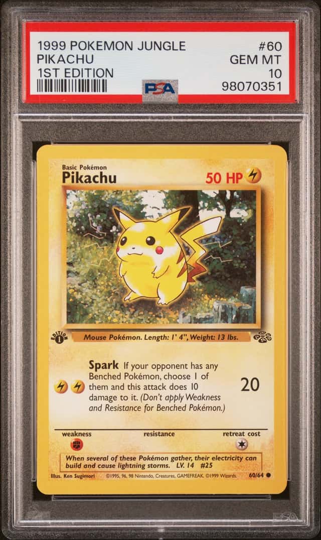 PSA 10 GEM MT - Pikachu #60 - 1999 Pokemon Jungle - 1st Edition