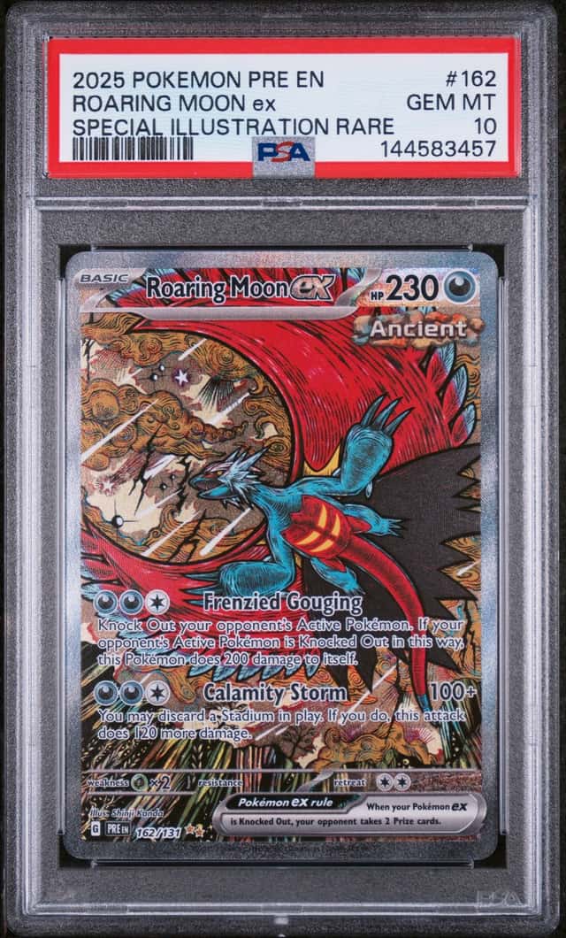 2025 POKEMON PRISMATIC #162/131 ROARING MOON EX SPECIAL ILLUSTRATION RARE PSA 10