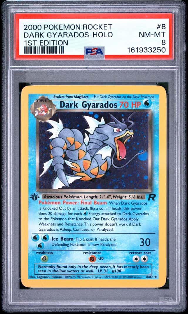 2000 POKEMON ROCKET 1ST EDITION #8 DARK GYARADOS-HOLO PSA 8
