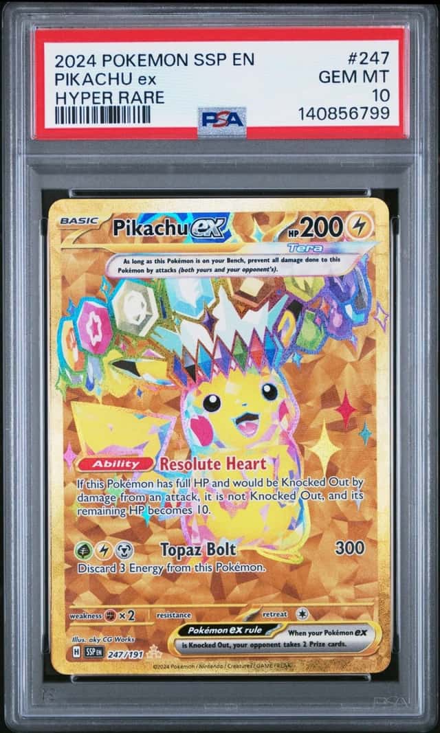 2024 POKEMON SSP EN-SURGING SPARKS HYPER RARE #247 PIKACHU EX PSA 10