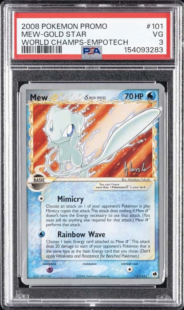2008 POKEMON WORLD CHAMPIONSHIPS PROMO EMPOTECH #101 MEW-GOLD STAR PSA 3