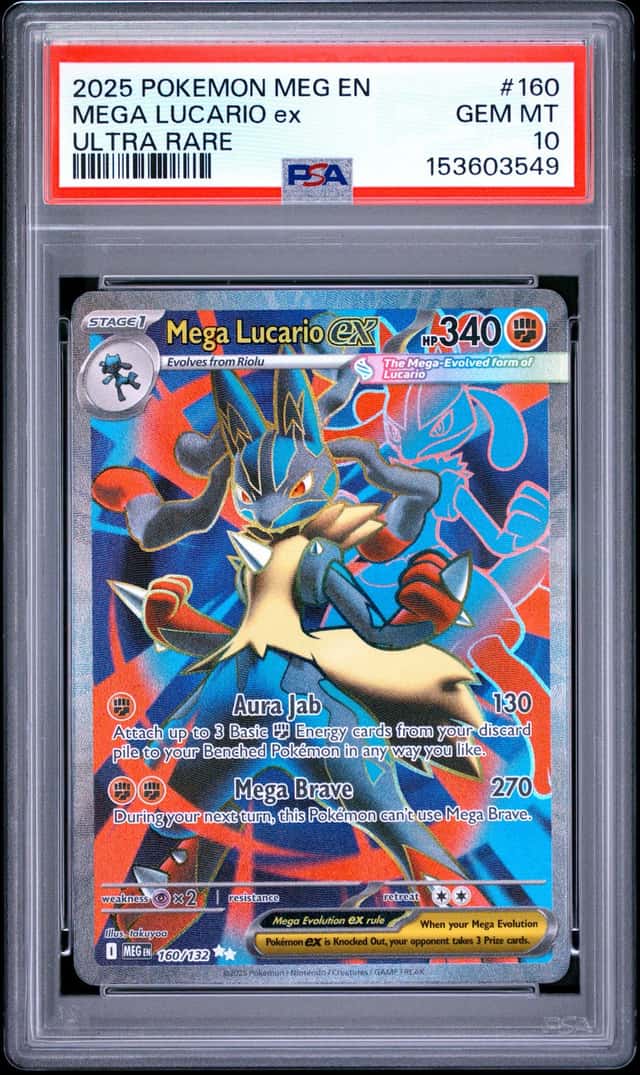 2025 POKEMON MEG EN-MEGA EVOLUTION ULTRA RARE #160 MEGA LUCARIO EX PSA 10