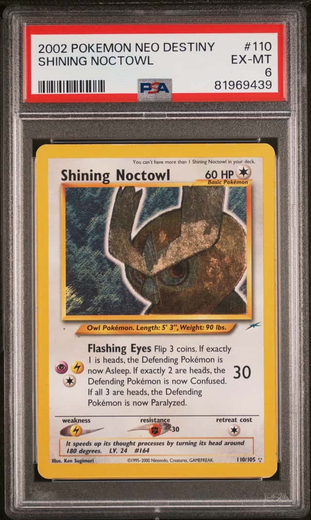 2002 POKEMON NEO DESTINY #110/105 SHINING NOCTOWL HOLO PSA 6