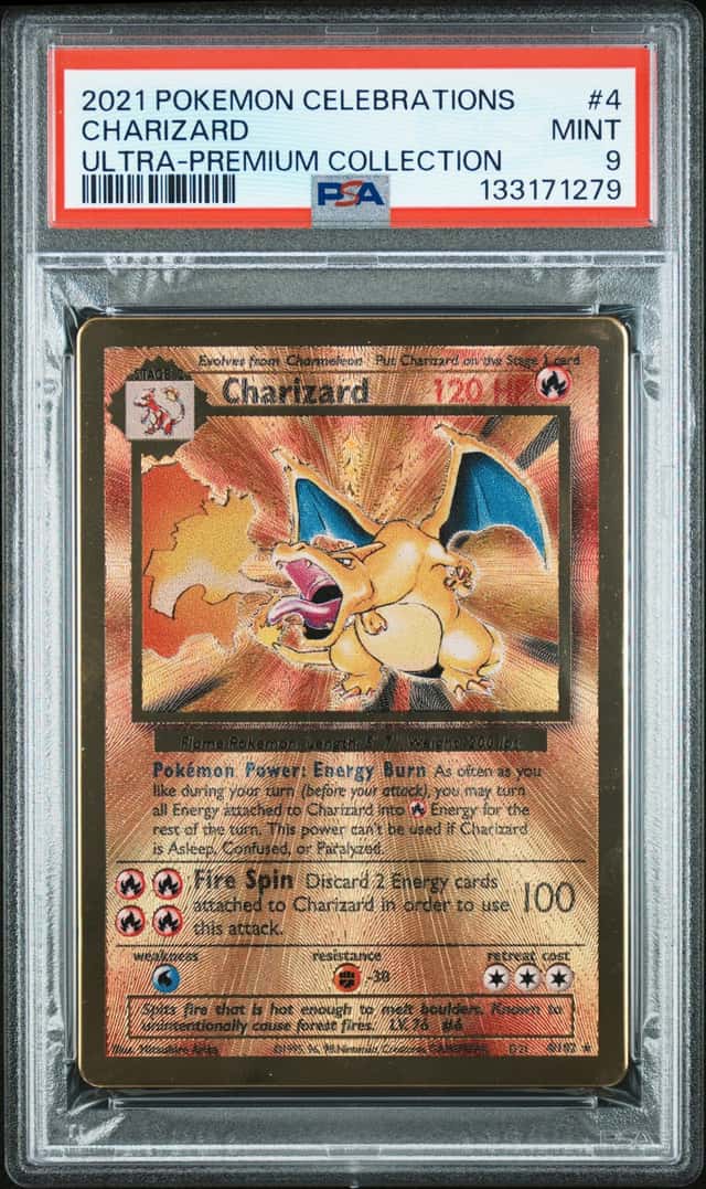 Pokemon Celebrations Charizard Ultra Premium Collection Gold Metal, 4/102 Psa 9